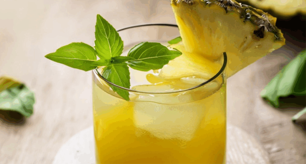 Agua fresca de piña y albahaca